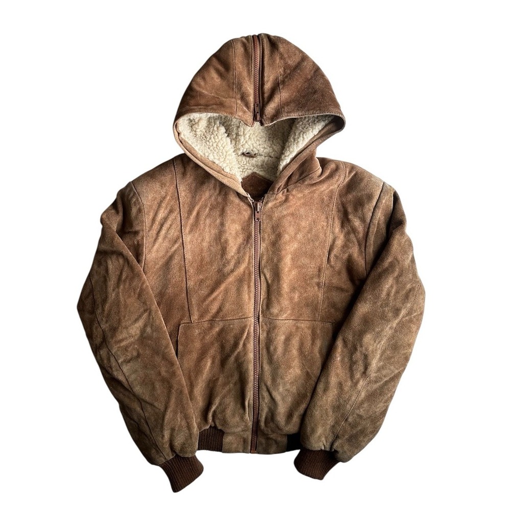 Vintage YKK Pure Leather Sherpa Lined Jacket Men's Size 42 Made in Korea 80s
